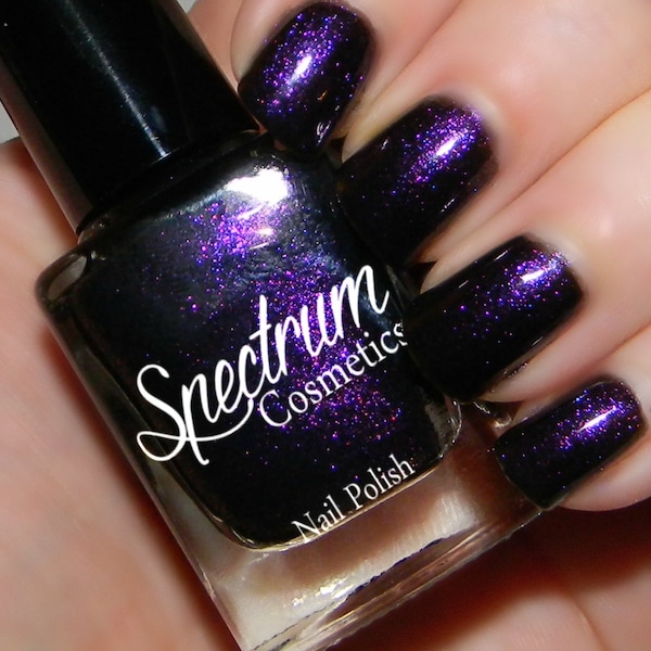 Black Nail Polish with Purple Sparkle ALCYONE