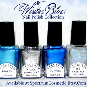 ICE CRYSTALS Glittery Top coat Nail Polish Winter Blues Collection image 3