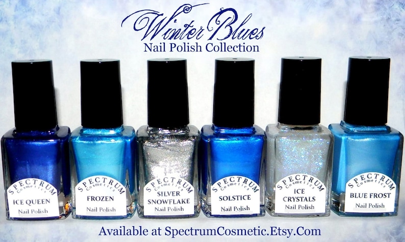 ICE CRYSTALS Glittery Top coat Nail Polish Winter Blues Collection image 3