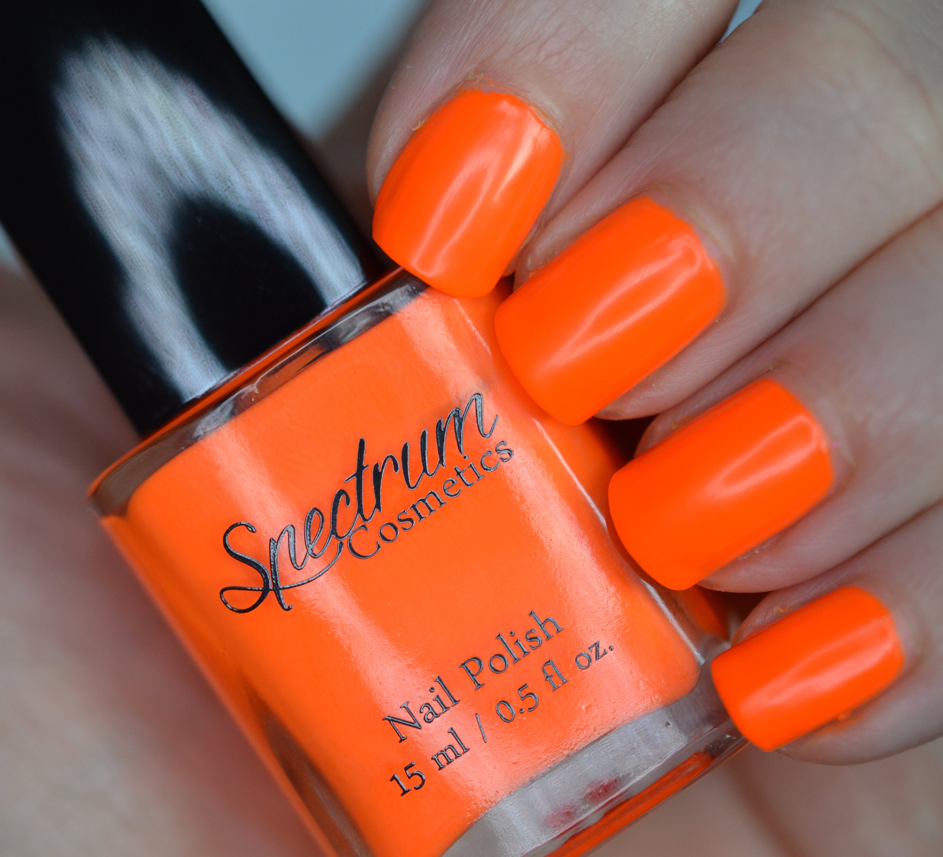 Orange Neon Chrome Gel Nails