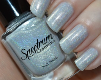 CASTLE Linear Holographic Nail Polish Pale Gray White