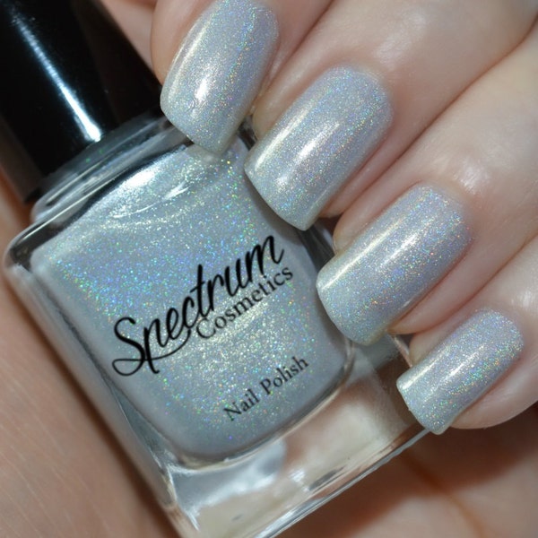 CASTLE Linear Holographic Nail Polish Pale Gray White