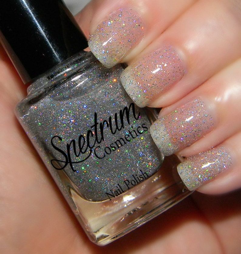 SILVER Holographic Glitter nail Polish MOON BEAM image 1
