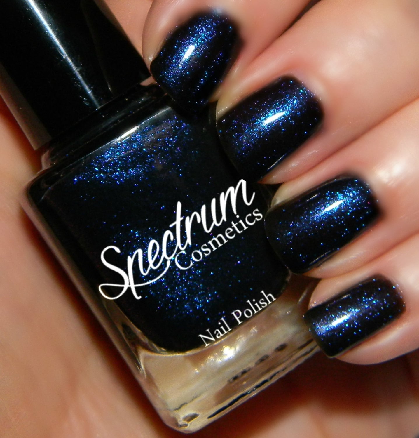 Black Nail Polish with Blue Sparkle ELECTRA