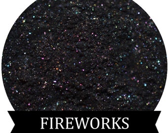 FIREWORKS Black eyeshadow with rainbow sparkle