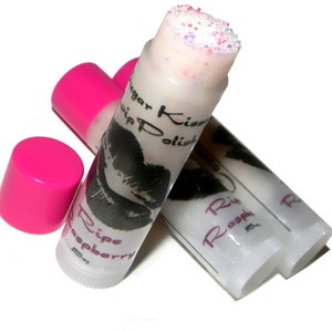 RIPE RASPBERRY Sugar Kisses Lip Polish Exfoliating Lip Scrub in a Tube image 1