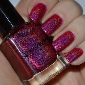 Enchanted Rose Linear Holographic Fuchsia Nail Polish image 1