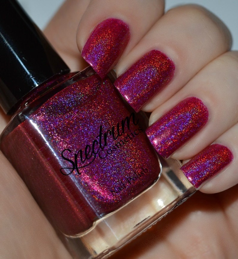 Enchanted Rose Linear Holographic Fuchsia Nail Polish image 1