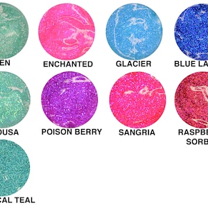 glitter gel for hair, and body in assorted colors