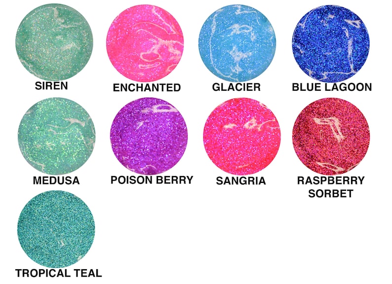 glitter gel for hair, and body in assorted colors