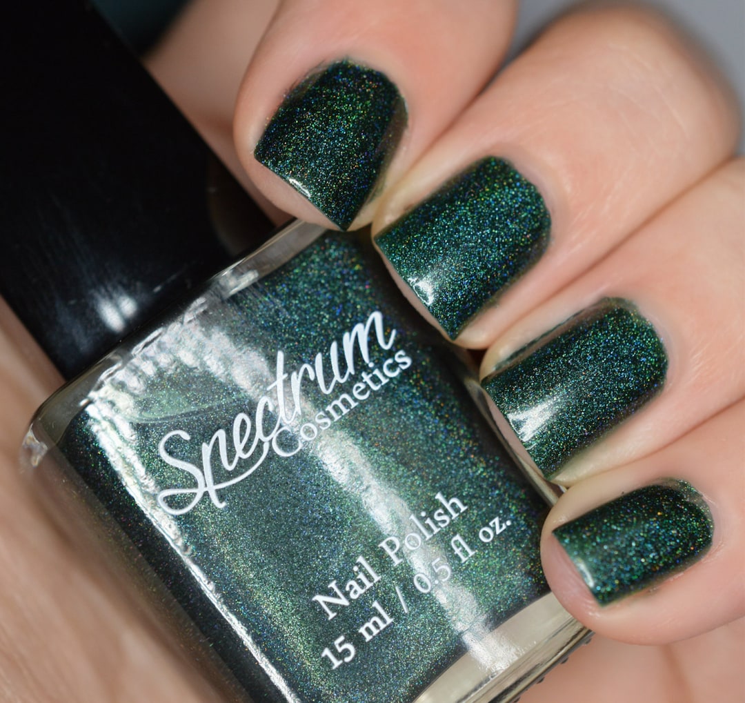 BLACK FOREST Linear Holographic Dark Green Nail Polish - Etsy