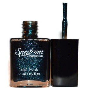 Black Nail Polish with Teal Sparkle TAYGETE
