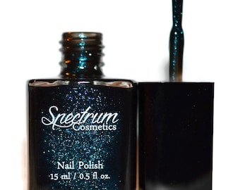 Black Nail Polish with Teal Sparkle TAYGETE