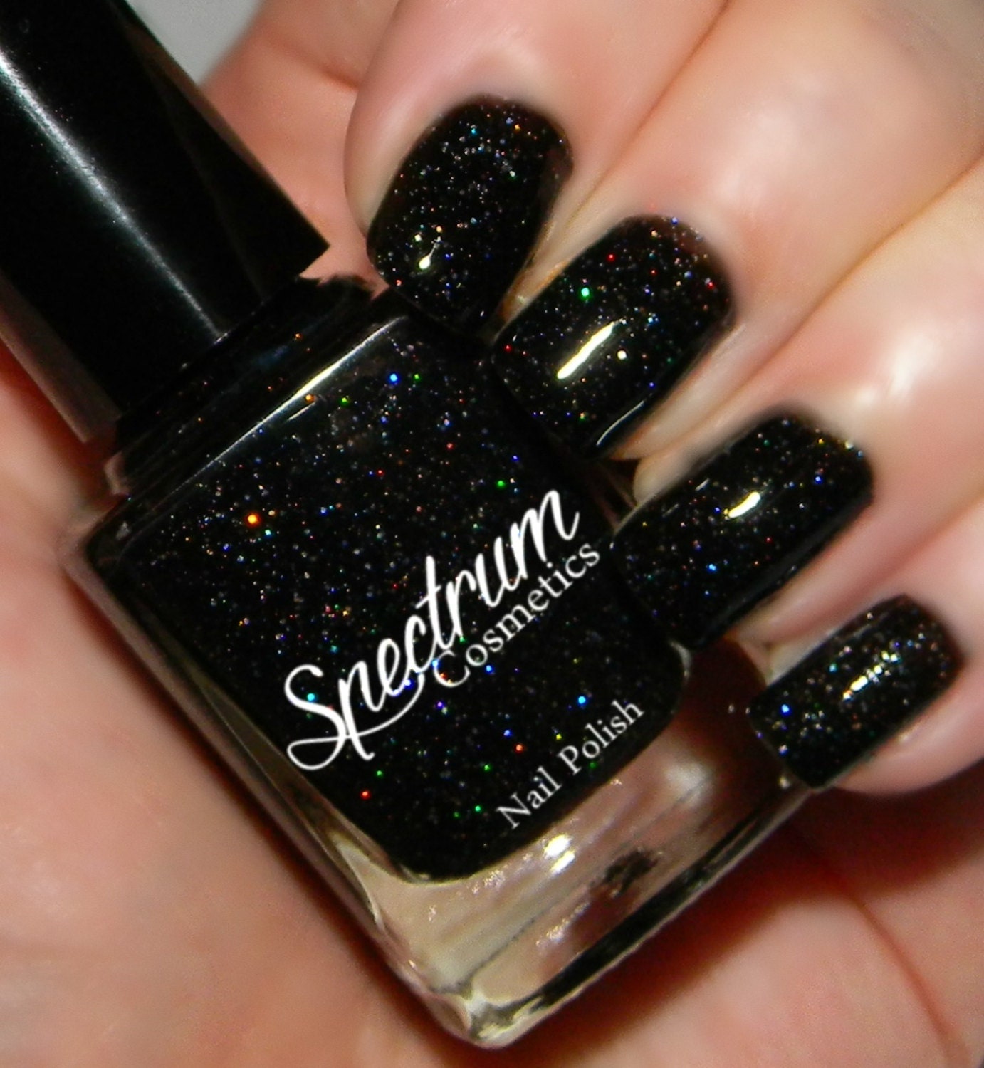 Black glitter nail polish deals