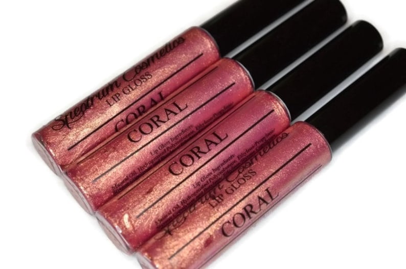 CORAL Lip Gloss with Gold Shimmer image 1