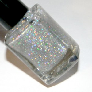 SILVER Holographic Glitter nail Polish MOON BEAM image 2