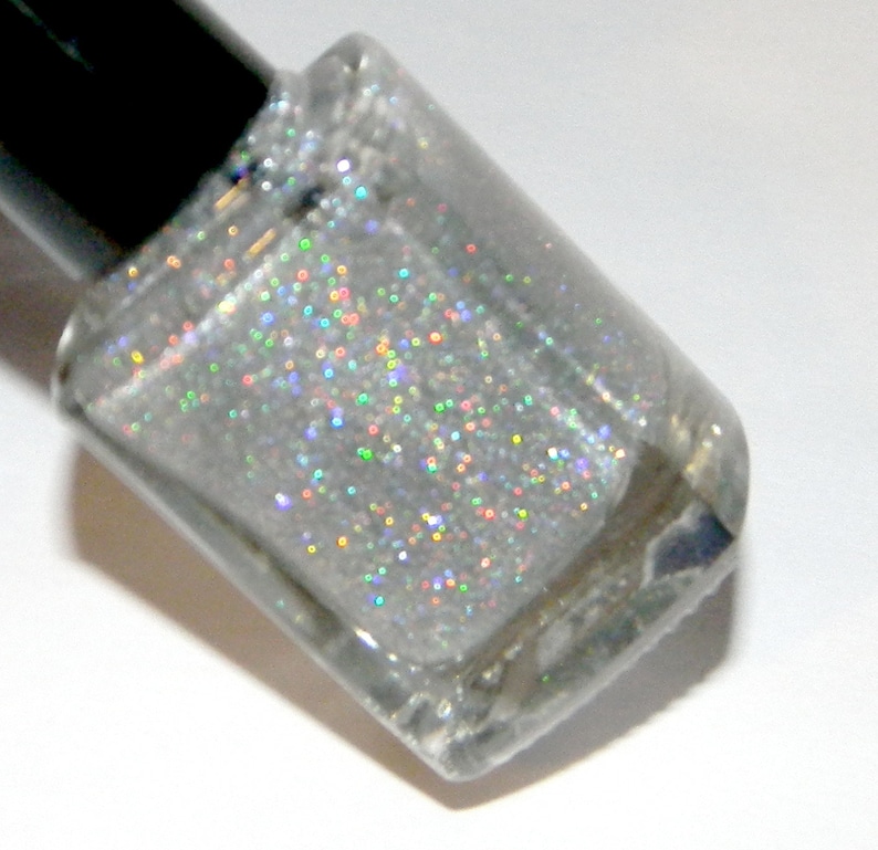 SILVER Holographic Glitter nail Polish MOON BEAM image 2