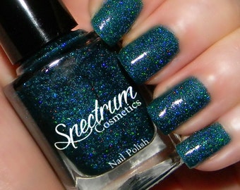 LEAVES OF THREE  Teal Green Holographic Glitter Nail Polish