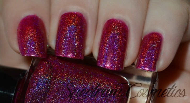 Enchanted Rose Linear Holographic Fuchsia Nail Polish image 2