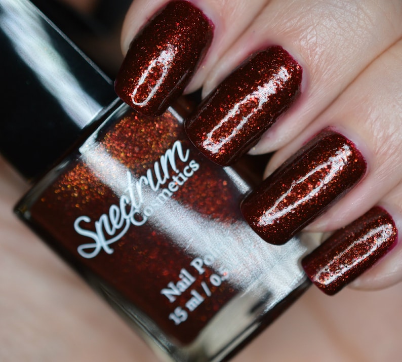 GHOULS NIGHT OUT Burgundy Nail Polish with Gold Glitter Fall Halloween image 1