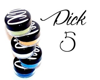 Mineral Eyeshadow  5 Gram sifter Jars in 5 Colors of Your Choice