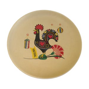 Souvenir del gallo de Barcelos, plato colorido y bellamente decorado a mano con el gallo de Barcelos, decoración de pared.
