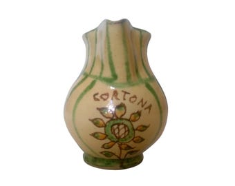 Antique Italian Majolica Pitcher, Ceramic Jug Cortona, Antique Italian Sunflower Wine Jug, Hand-Painted Enamelled Terracotta
