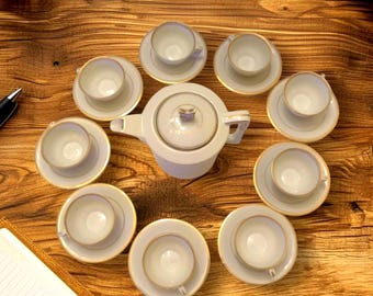 Art Deco Porcelain Coffee Set | EPIAG Bohemian China, Gold Trim, 1930s Tea Service, Czechoslovakia Porcelain Coffee Set