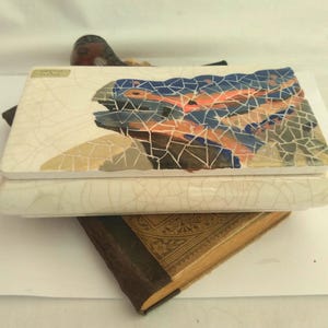 Vintage Ceramic Dragon Mosaic Box | Spanish Artisanal Trinket Trinket, Craquelé Glaze Decor