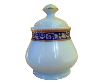 Vaso in porcellana egiziana d'epoca, barattolo per spezie con dettagli dorati, contenitore decorativo, antico artigianato arabo