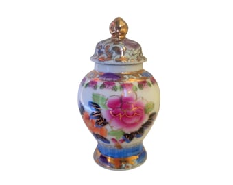 Vaso per zenzero in porcellana Famille Rose d'epoca, vaso cinese con peonie dipinte a mano, ciotola in porcellana cinese antica