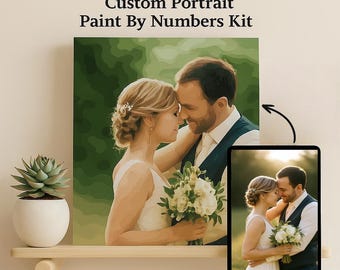 Custom Paint by Numbers, Portrait Paint By Numbers Kit, Personalized DIY Painting Kit for Adults, 36 or 48 Color Acrylic Set, Gift for Him