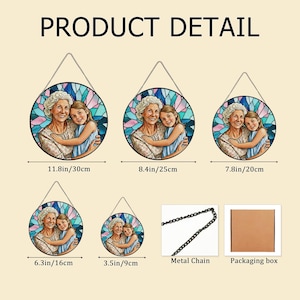 Custom Stained Glass Family Portrait Suncatcher, Personalized Window Hanging Keepsake from Photo, Memorial Gift for Grandma, Family Gift image 9