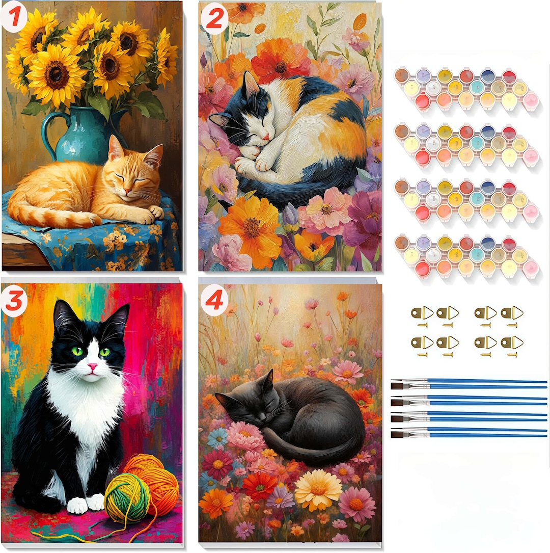 Cat Lover Paint by Numbers Kit for Adults: Cat Lover Painting ...