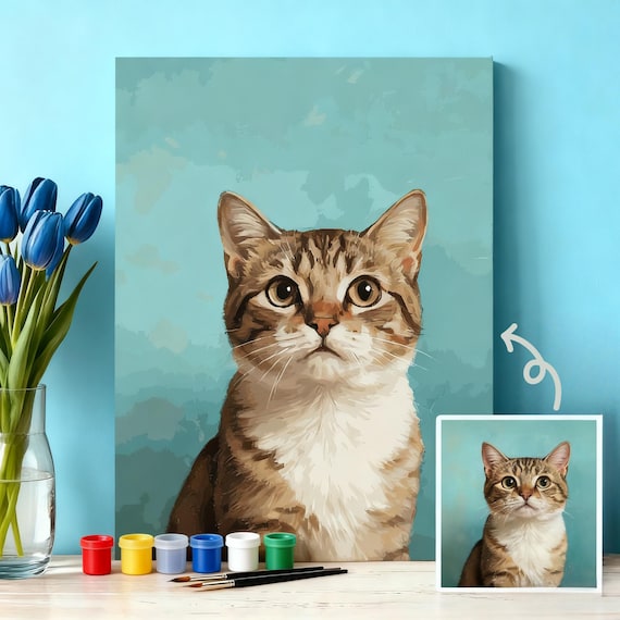 Custom Paint by Numbers from Your Photo, Premium DIY Art Kit for Adults, Personalized Photo to Acrylic Painting, Pet Lover Gifts