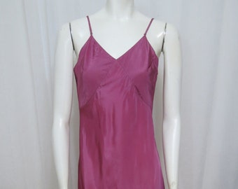 1940's-50's rose foncé Clairanese taffetas Celanese rayonne slip dress S