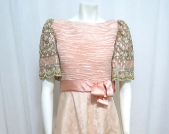 Mary McFadden Couture Fortuny pleated embroidered beads sequins doll dress S/M