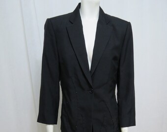 Richard Tyler collection 1990's beaded black silk evening blazer size 8-10