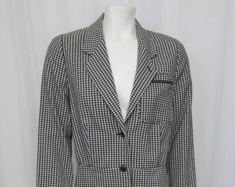 Giorgio Armani Mani Vintage Designer Black & White wool  Peplum Jacket 38-4