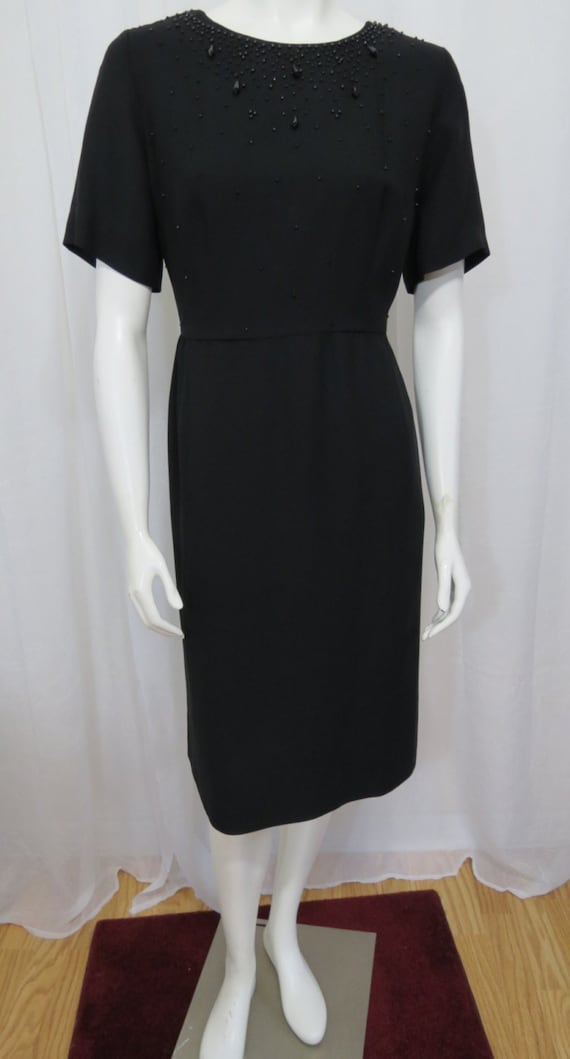 Amy Adams 1960's beaded black crepe dress size Med