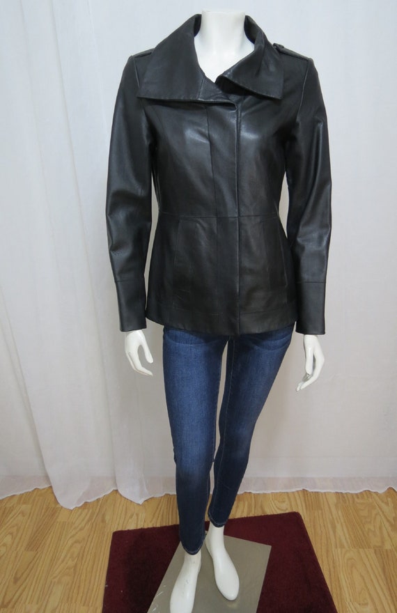 Cole Haan luxury black lamb leather jacket size 6