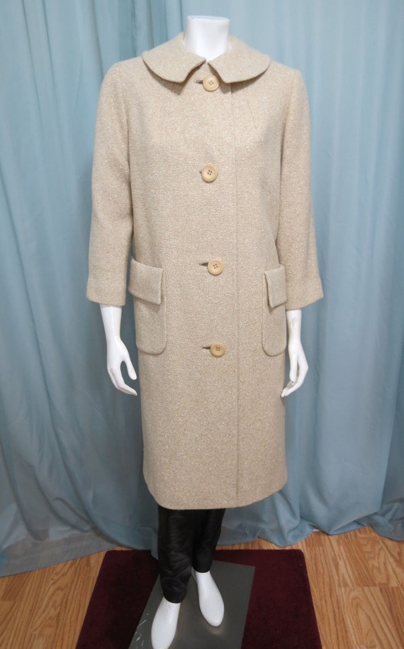 Mademoiselle Vogue cream and camel beige tweed coa