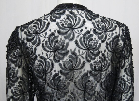 1970's long black beaded lace jacket size M-L - image 9