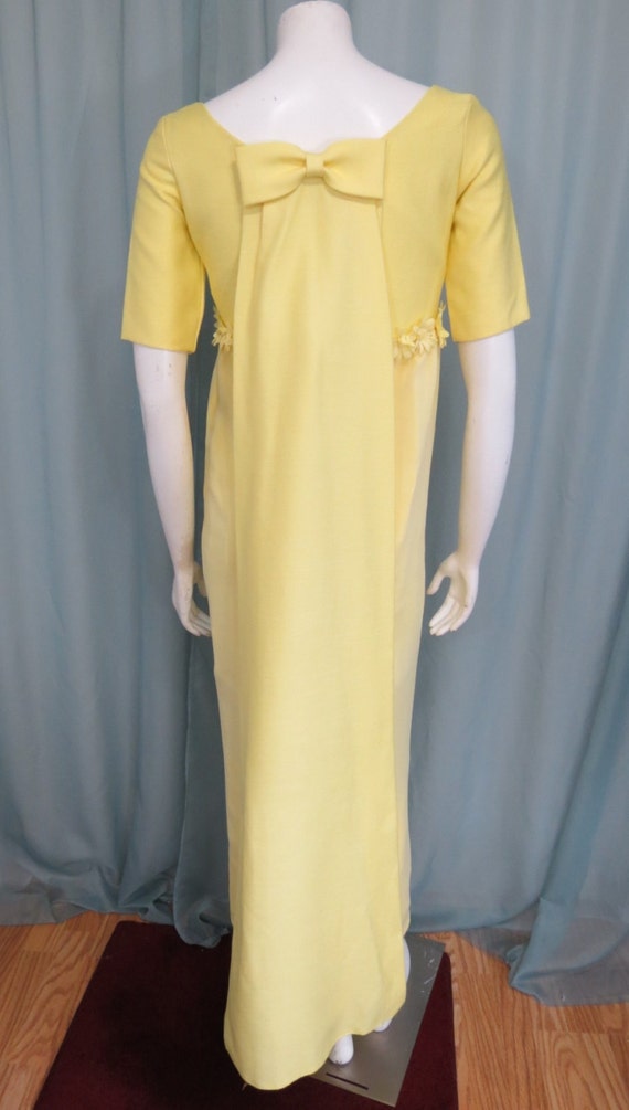 1960's-1970's Union Labeled Lemon Yellow Maxi dre… - image 3