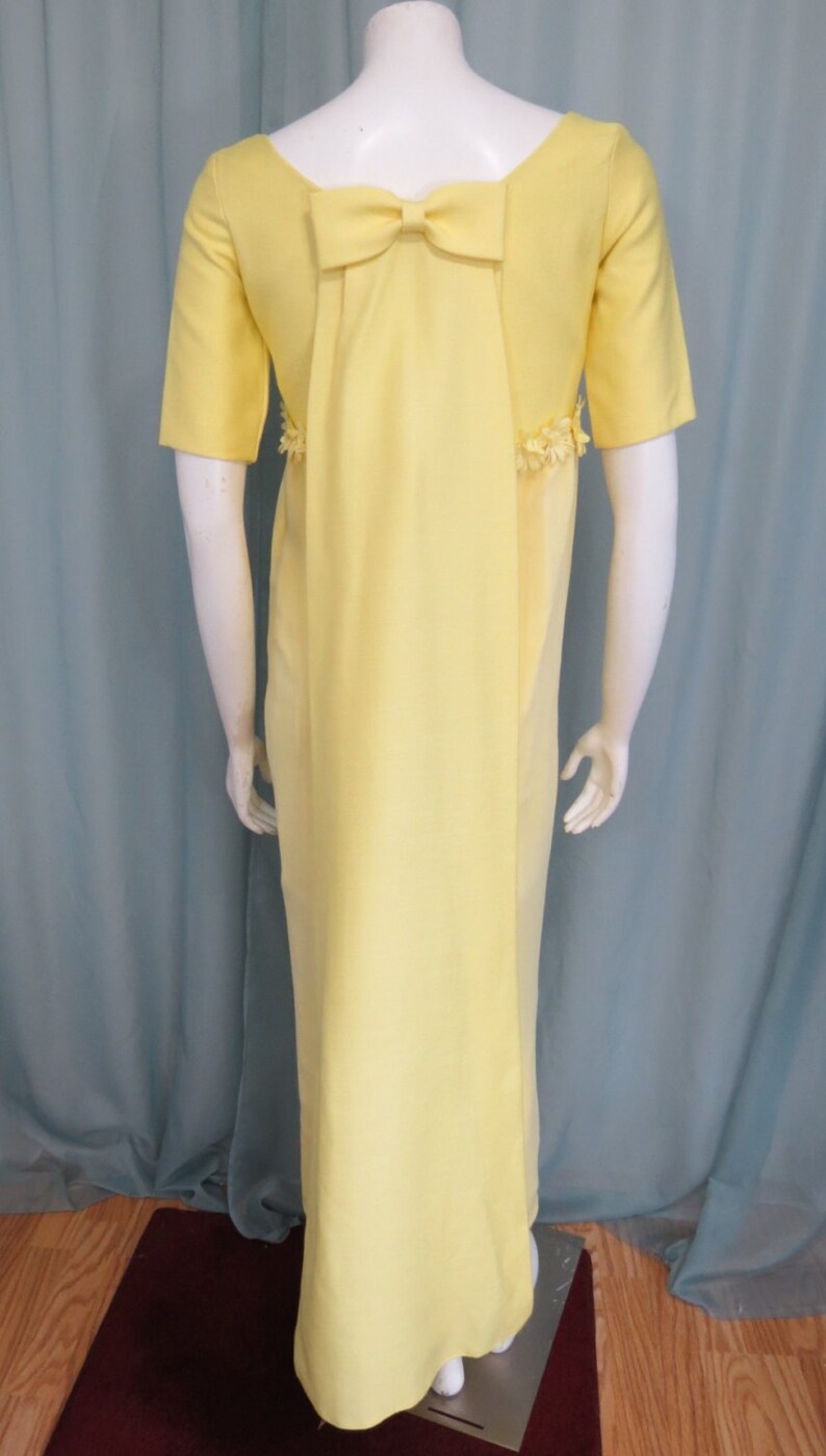 Robe longue jaune citron étiquetée Union des années 60-70, fête du mariage, fleur enfant, XS image 3