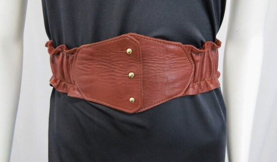 1970's Stretch luggage leather corset belt waist … - image 2