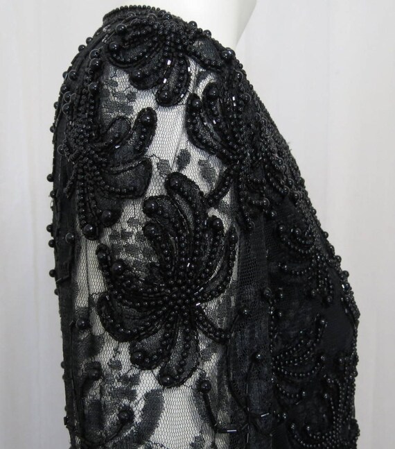 1970's long black beaded lace jacket size M-L - image 7