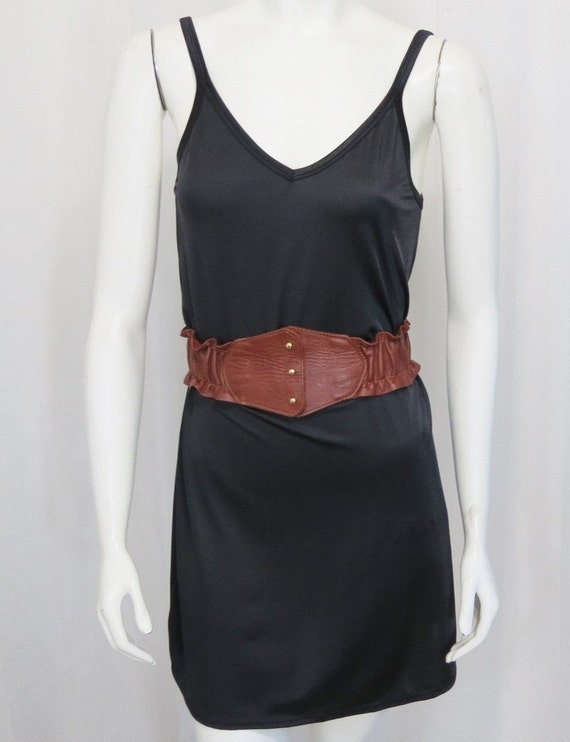 1970's Stretch luggage leather corset belt waist … - image 1