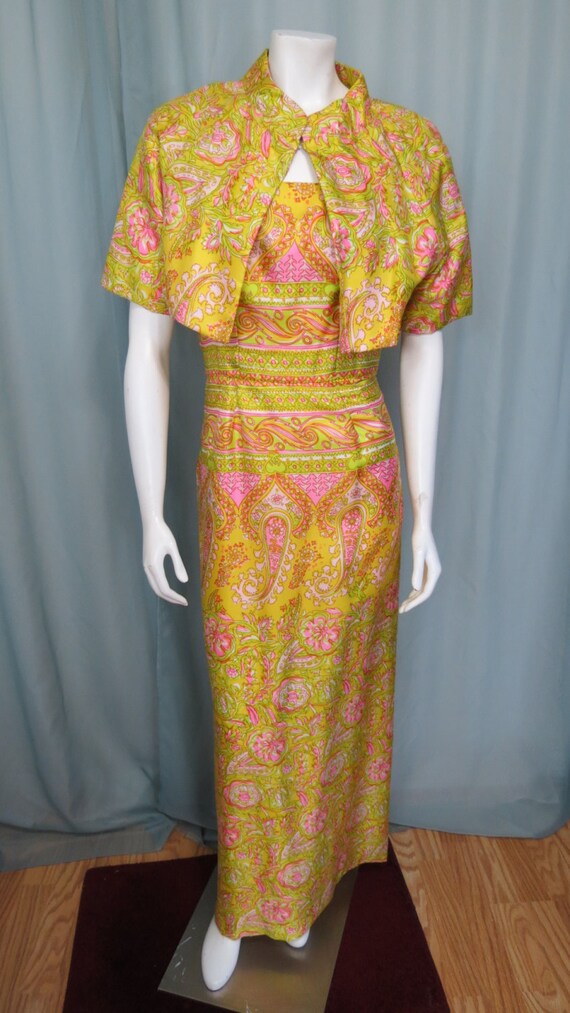 1960's Fanya San Francisco silk Maxi dress with c… - image 2