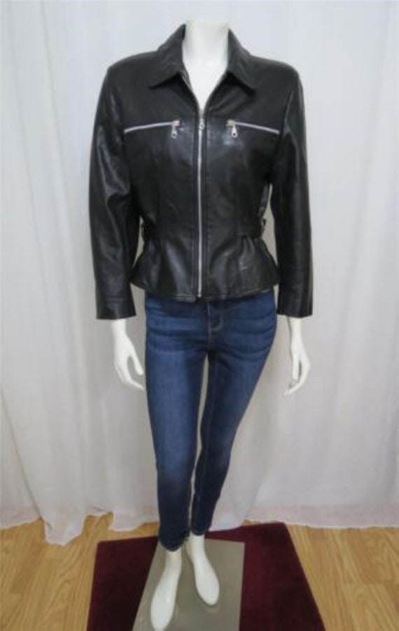 Boutique of leathers black lamb leather motorcycle
